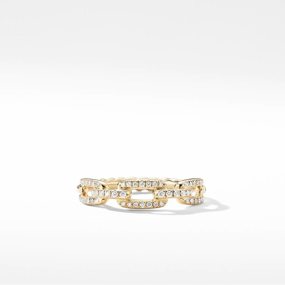 David Yurman 18k Rose Gold Diamond Stax Chain Link Band Pave-set diamonds, sz6